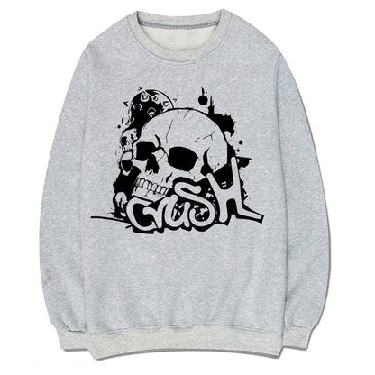CORIRESHA Sudadera unisex con diseño de calavera, cuello redondo, manga larga, Y2K, estética gótica