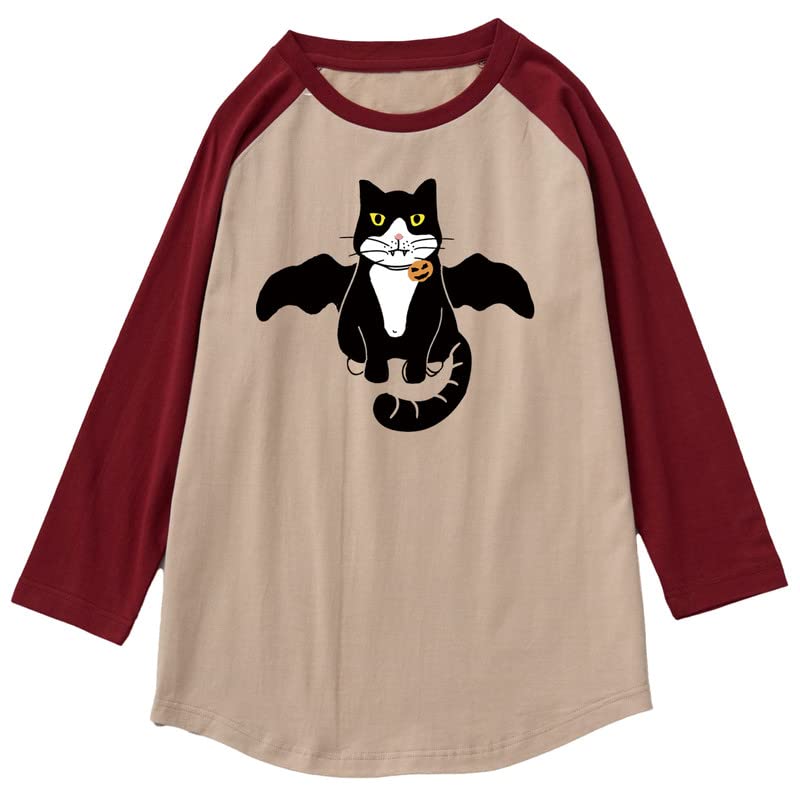 CORIRESHA - Camiseta juvenil con diseño de gato, manga raglán 3/4, divertido disfraz de Halloween