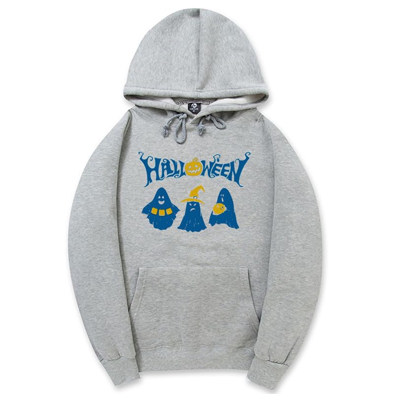 CORIRESHA Sudadera con capucha de fantasma de Halloween, sudadera gótica Harajuku de manga larga con bolsillo con cordón, unisex