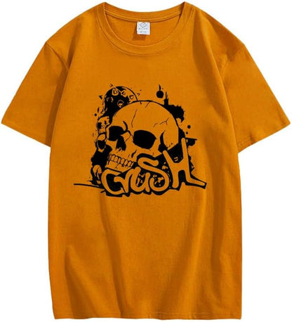 CORIRESHA Camiseta gótica de Halloween de algodón de manga corta con cuello redondo y gráfico Y2K de calavera adolescente