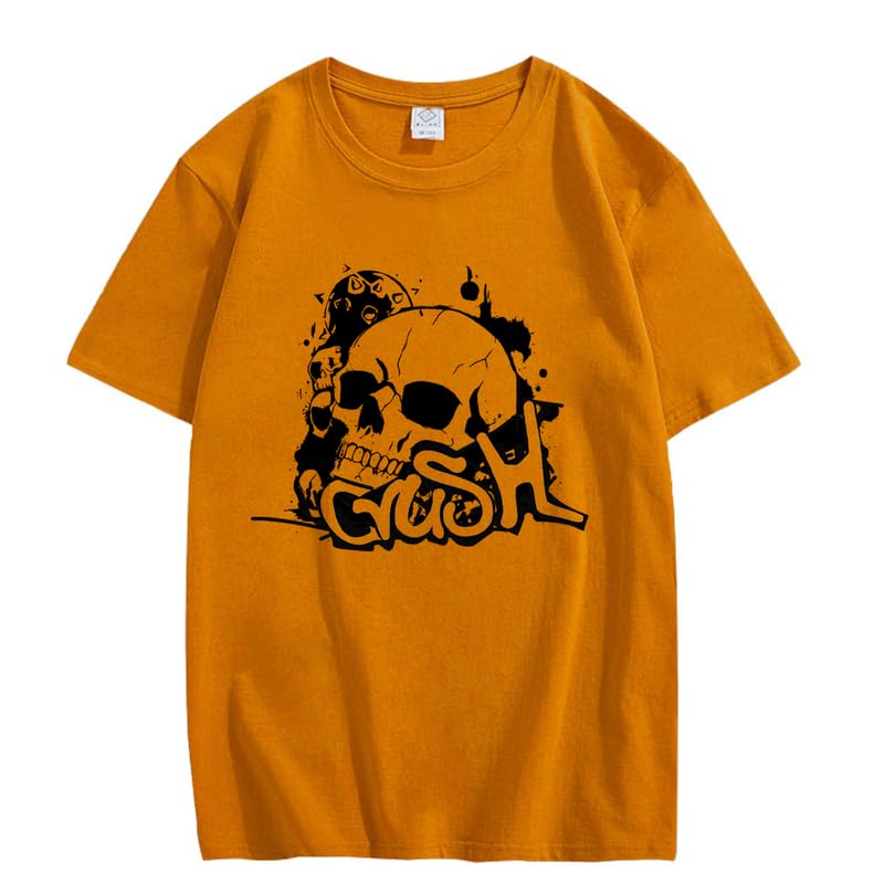 CORIRESHA Camiseta gótica de Halloween de algodón de manga corta con cuello redondo y gráfico Y2K de calavera adolescente