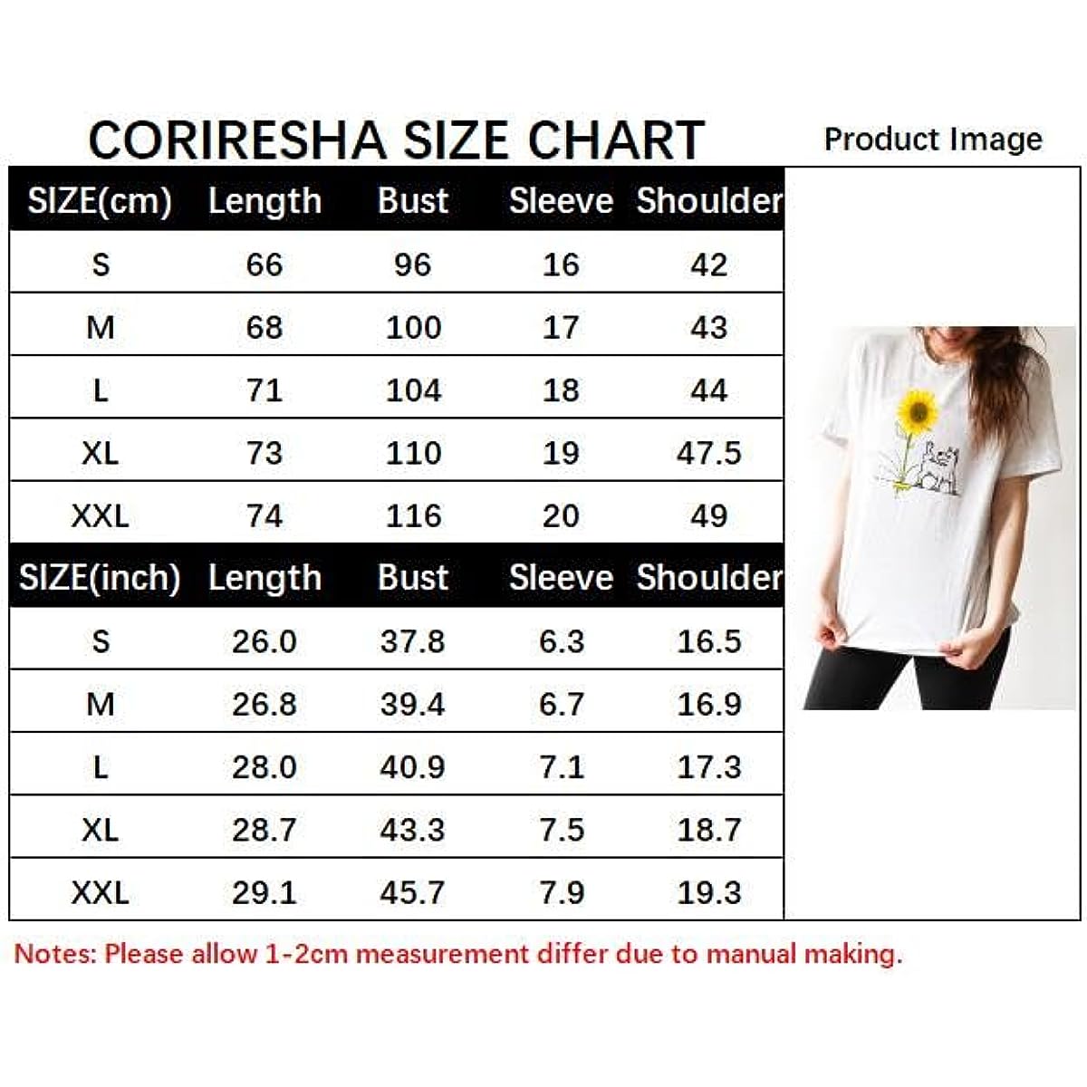 CORIRESHA Camiseta básica de manga corta con cuello redondo y estampado de girasol para mujer