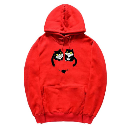 CORIRESHA Teen Cute Cat Hoodie Long Sleeve Drawstring Kangaroo Pocket Heart Sweatshirt