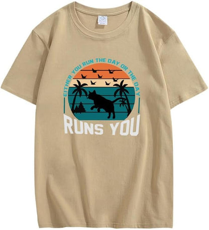 CORIRESHA Camiseta de manga corta unisex con diseño de gaviota y gato hawaiano de verano