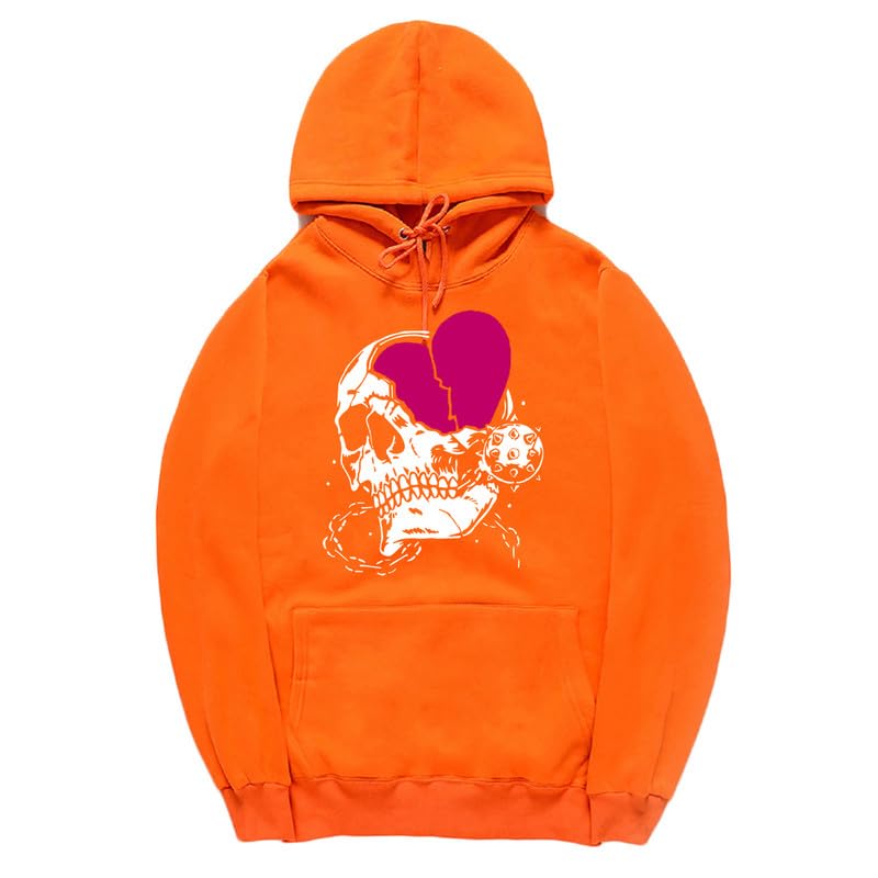 CORIRESHA - Sudadera con capucha para mujer, diseño de corazón, manga larga, con cordón, informal, básica, con diseño de calavera