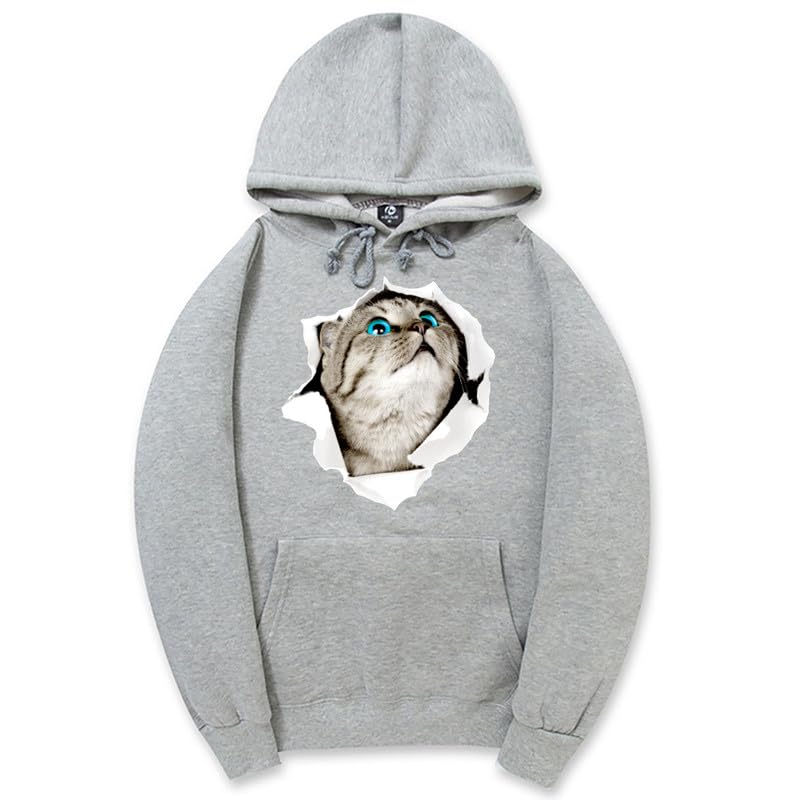 CORIRESHA Adolescente Lindo Gato Sudadera con capucha Casual Manga Larga Cordón Básico Algodón Sudadera
