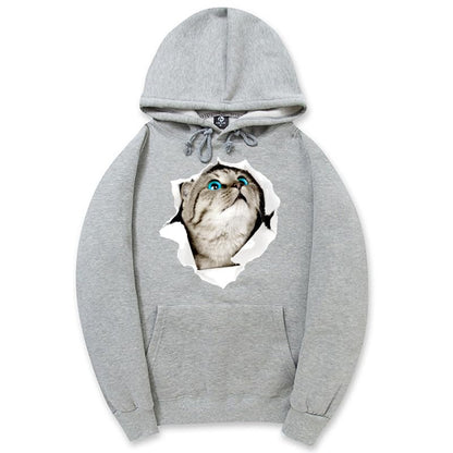 CORIRESHA Adolescente Lindo Gato Sudadera con capucha Casual Manga Larga Cordón Básico Algodón Sudadera