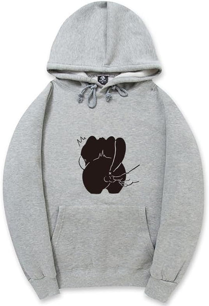 CORIRESHA Funny Cat Long Sleeve Drawstring Kangaroo Pocket Cotton Hoodie Sweatshirt
