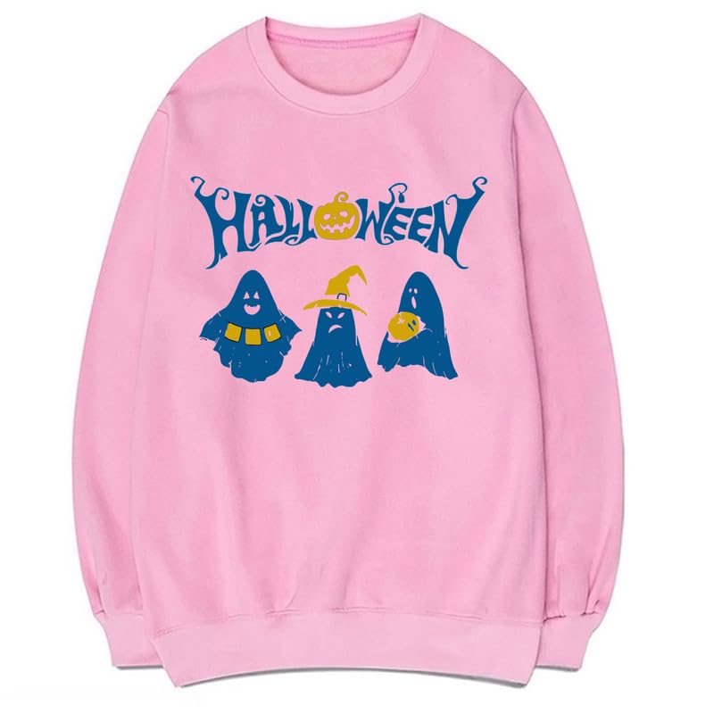 CORIRESHA Unisex Ghost Sweatshirts Crewneck Long Sleeves Casual Harajuku Halloween Pullovers