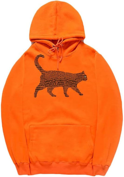 CORIRESHA Spotted Cat Long Sleeve Drawstring Cotton Cute Animal Hoodie Sweatshirt