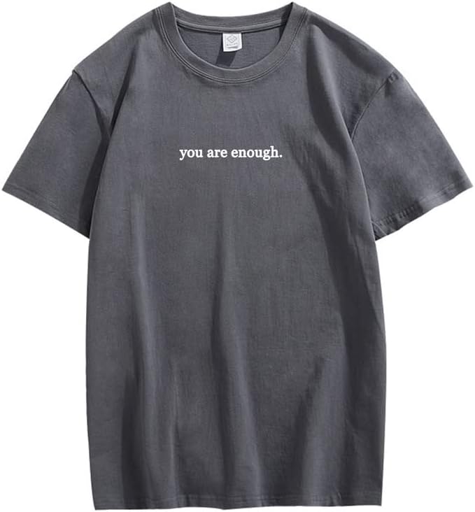 CORIRESHA You are Enough Camisetas Casual Cuello Redondo Manga Corta Adolescente Letras Tops