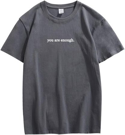 CORIRESHA You are Enough Camisetas Casual Cuello Redondo Manga Corta Adolescente Letras Tops