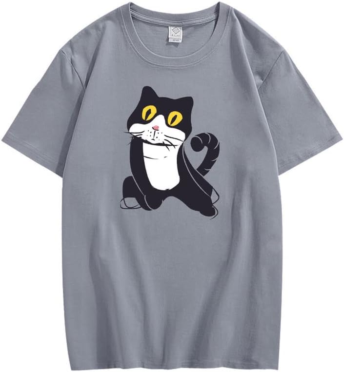 CORIRESHA Camiseta de gato lindo casual cuello redondo manga corta verano básico algodón tops