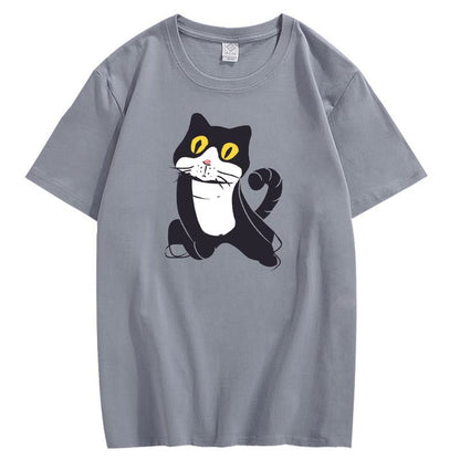 CORIRESHA Camiseta de gato lindo casual cuello redondo manga corta verano básico algodón tops