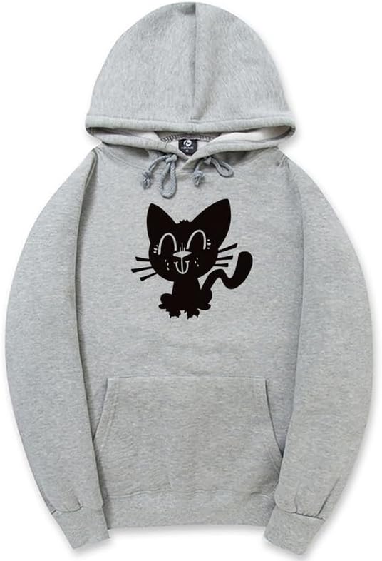 CORIRESHA Funny Black Cat Hoodie Long Sleeve Drawstring Kangaroo Pocket Cotton Sweatshirt