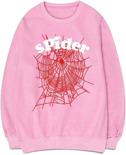 CORIRESHA Women's Spider Web Sweatshirt Crewneck Long Sleeve Casual Fall Cotton Pullover