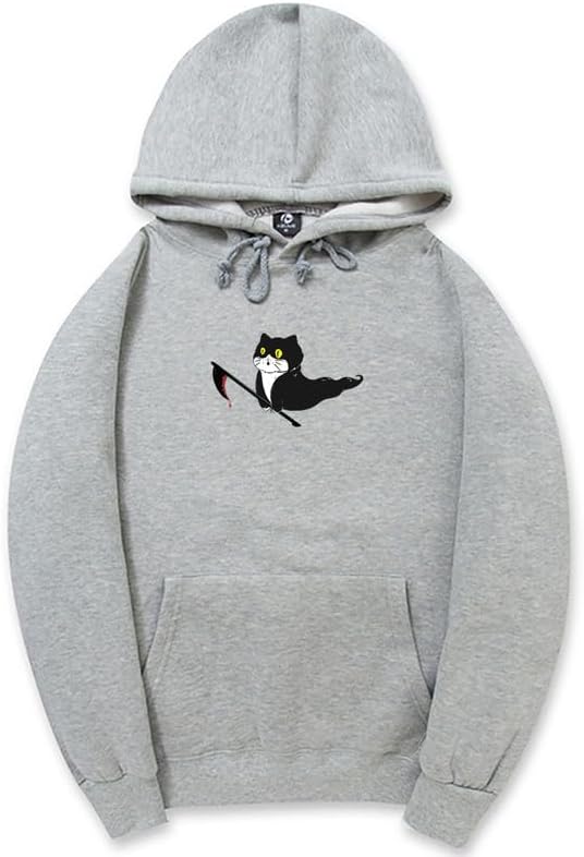 CORIRESHA Unisex Ghost Cat Hoodie Long Sleeve Drawstring Casual Halloween Sweatshirt