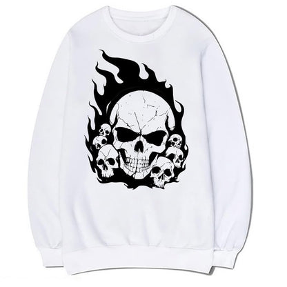 CORIRESHA Sudadera de Halloween estética Y2K de algodón de manga larga con llama de calavera adolescente