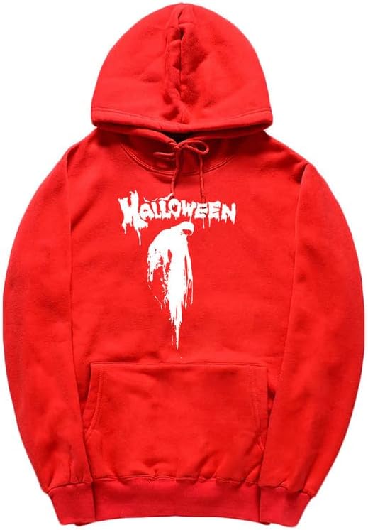 CORIRESHA Sudadera con capucha unisex con estampado de sangre informal de manga larga con cordón para Halloween