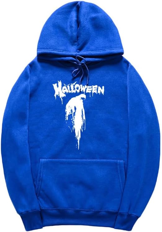 CORIRESHA Sudadera con capucha unisex con estampado de sangre informal de manga larga con cordón para Halloween