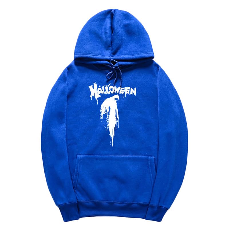 CORIRESHA Sudadera con capucha unisex con estampado de sangre informal de manga larga con cordón para Halloween