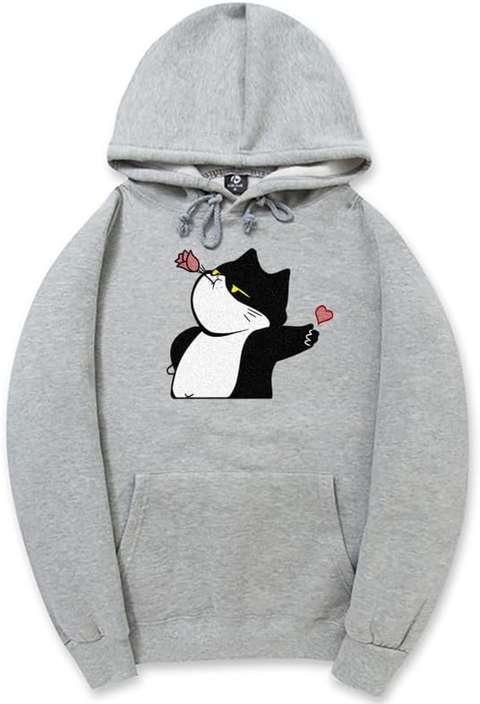 CORIRESHA Women's Cute Cat Heart Hoodie Drawstring Long Sleeve Kangaroo Pocket Sweatshirt