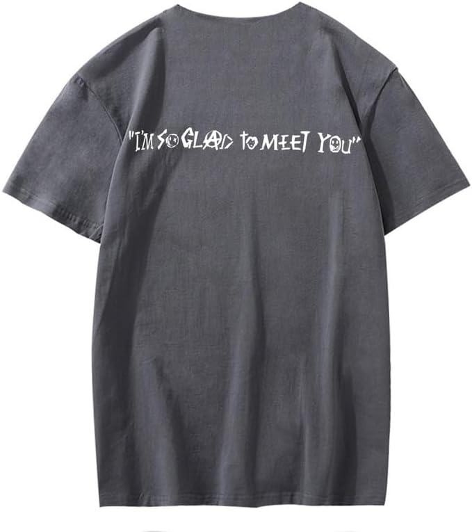 CORIRESHA Camiseta holgada de verano de manga corta con cuello redondo y estampado de letras en la espalda unisex
