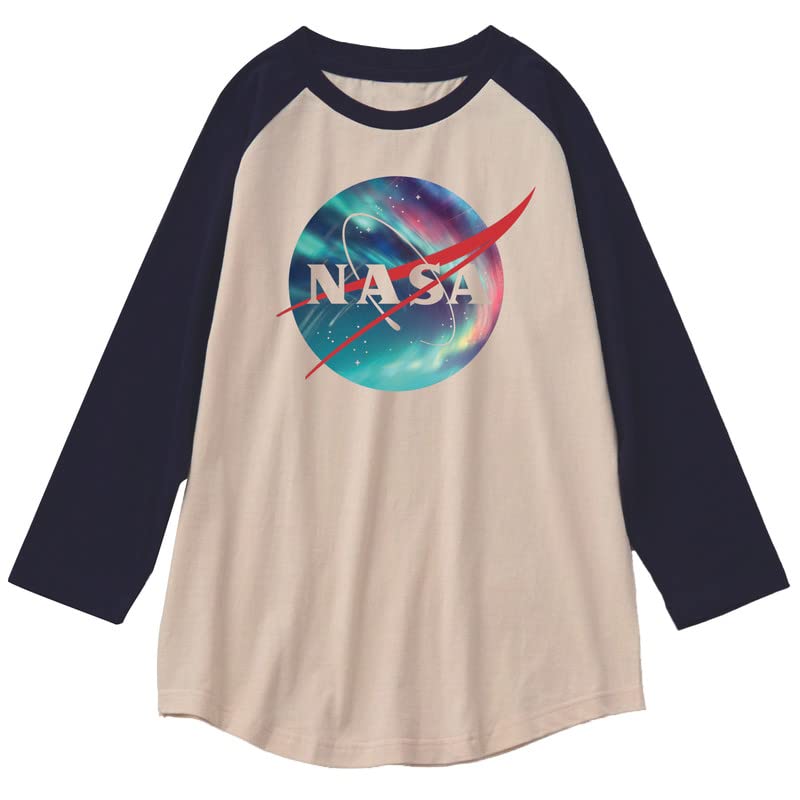 CORIRESHA Camiseta unisex de algodón con estampado de logotipo de la NASA y mangas raglán 3/4 con cuello redondo