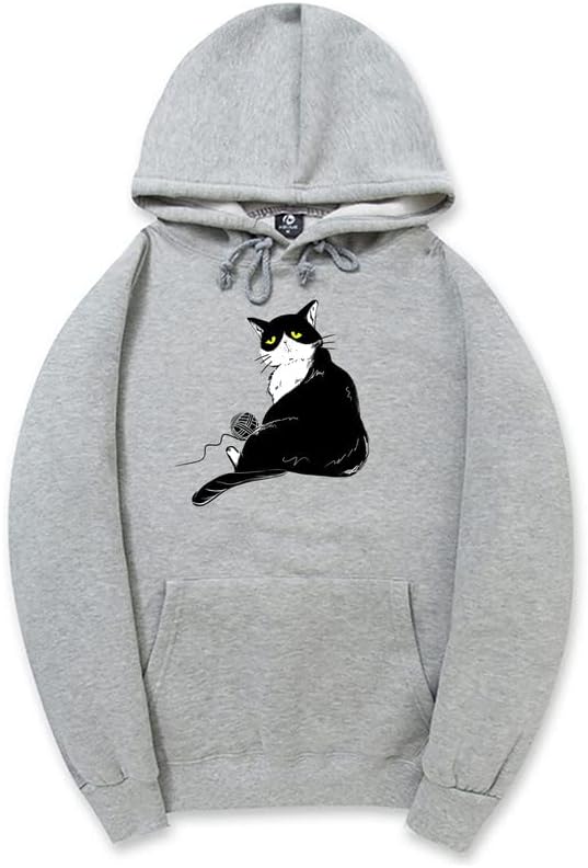 CORIRESHA Halloween Cute Cat Hoodie Long Sleeve Drawstring Kangaroo Pocket Unisex's Sweatshirt