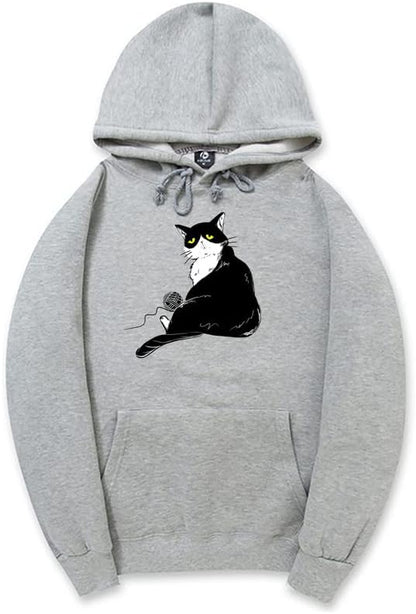 CORIRESHA Halloween Lindo Gato Sudadera con Capucha Manga Larga Cordón Bolsillo Canguro Sudadera Unisex