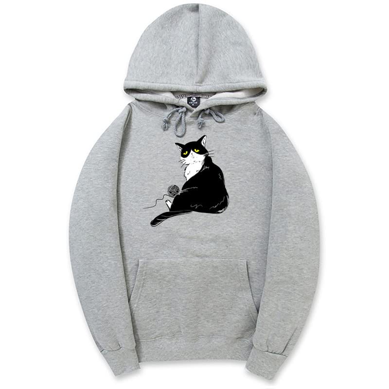 CORIRESHA Halloween Lindo Gato Sudadera con Capucha Manga Larga Cordón Bolsillo Canguro Sudadera Unisex