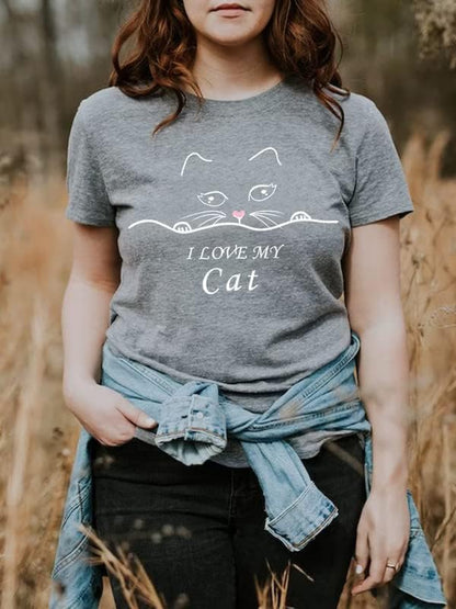 CORIRESHA Cat Lovers Camiseta Manga Corta Cuello Redondo Casual Suave Lindo Top