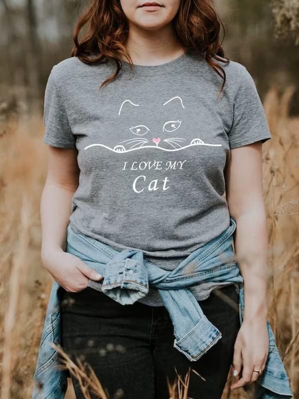 CORIRESHA Cat Lovers Camiseta Manga Corta Cuello Redondo Casual Suave Lindo Top