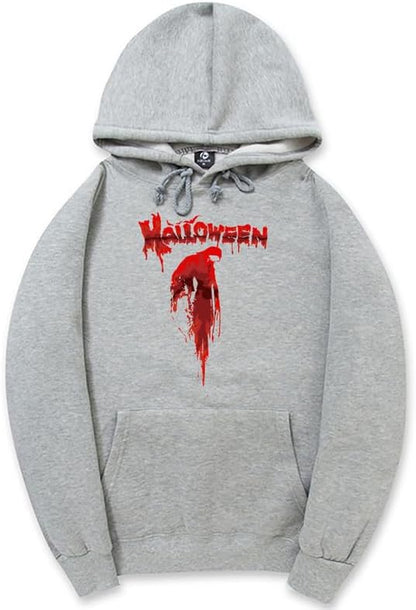CORIRESHA Sudadera con capucha unisex con estampado de sangre informal de manga larga con cordón para Halloween