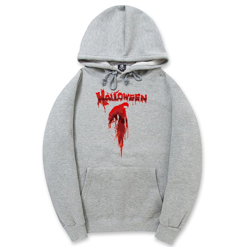CORIRESHA Sudadera con capucha unisex con estampado de sangre informal de manga larga con cordón para Halloween