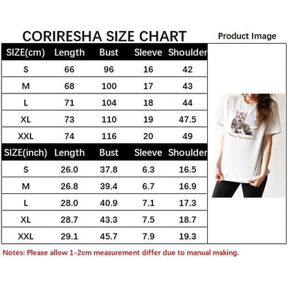 CORIRESHA Camiseta de gato feliz para mujer, cuello redondo, manga corta, verano, suelta, linda camiseta