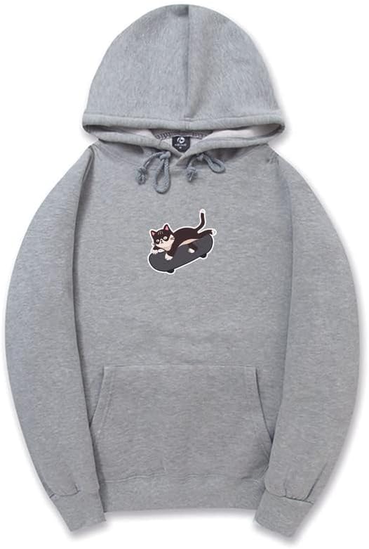 CORIRESHA Adolescente Kawaii Sudadera con capucha Skateboard Cat Casual Sudadera de algodón de manga larga