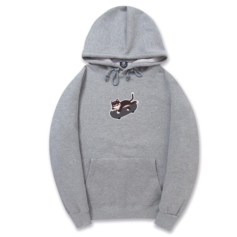CORIRESHA Adolescente Kawaii Sudadera con capucha Skateboard Cat Casual Sudadera de algodón de manga larga