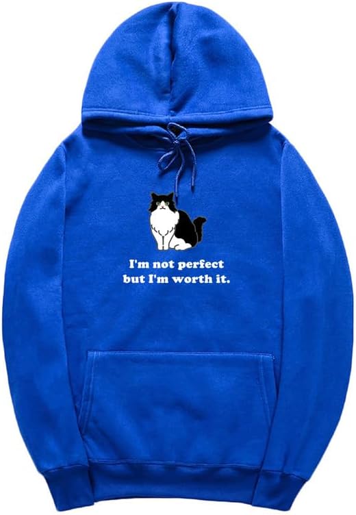 CORIRESHA Sudadera unisex con capucha de gato lindo casual de manga larga con cordón de algodón personalizada