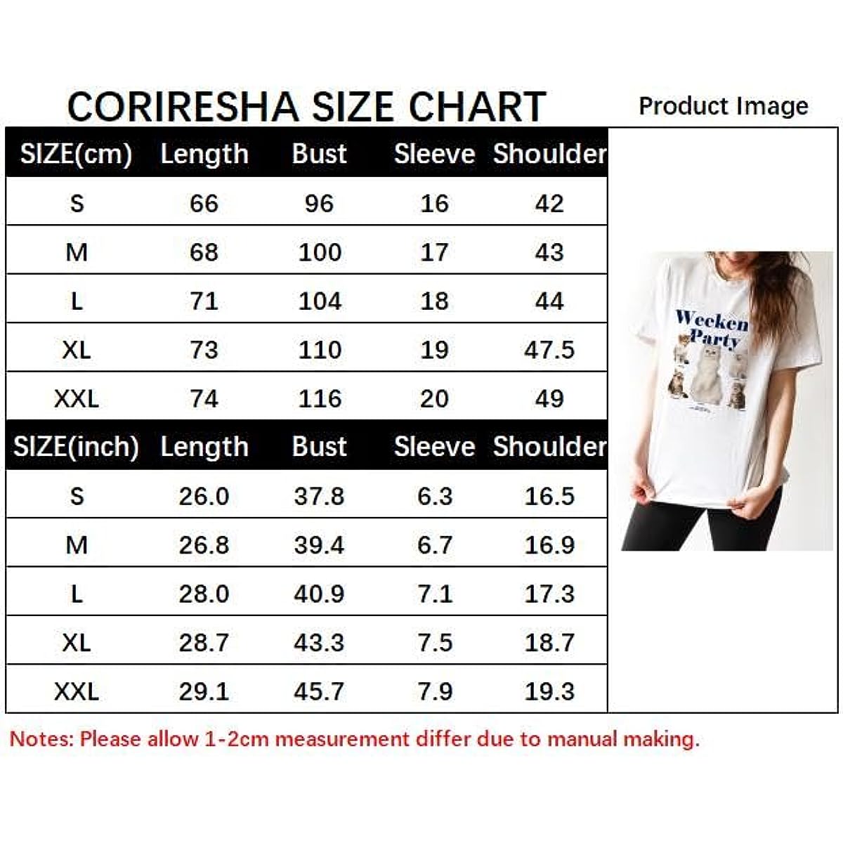 CORIRESHA Women's Summer Round Neck Short Sleeve Cat Lovers Cute Letter T-Shirt