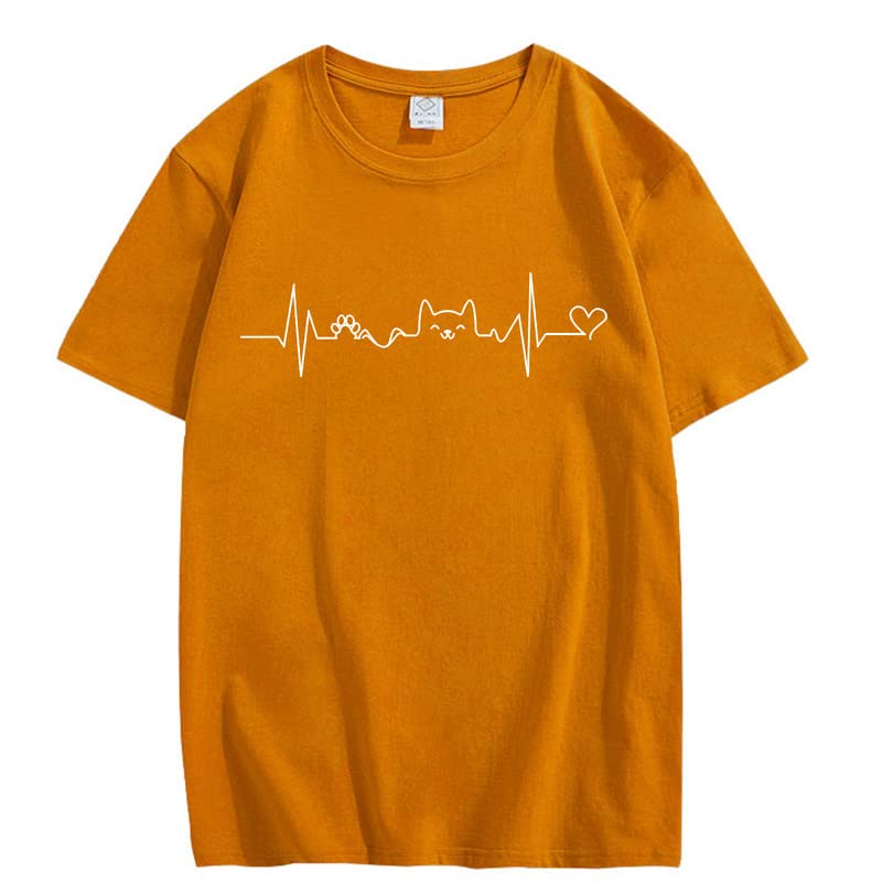 CORIRESHA Camisetas divertidas para amantes de los gatos con latido del corazón para adolescentes