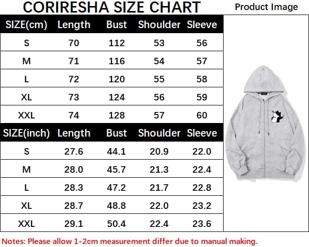 CORIRESHA Women's Cute Cat Heart Zipper Hoodie Drawstring Long Sleeve Sweatshirt Jacket