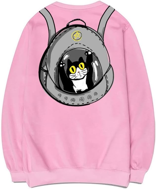 CORIRESHA Cat Lovers Sweatshirt Crewneck Long Sleeve Casual Soft Teen Cute Pullover