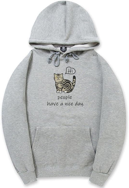 CORIRESHA Sudadera con capucha de gato lindo para adolescente, sudadera informal de manga larga con cordón y letras de algodón