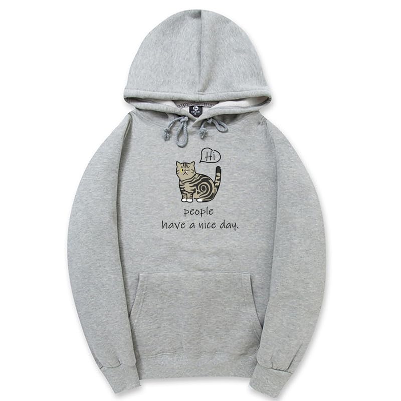 CORIRESHA Sudadera con capucha de gato lindo para adolescente, sudadera informal de manga larga con cordón y letras de algodón