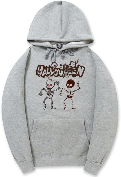 CORIRESHA Teen Halloween Skeleton Hoodie Casual Drawstring Y2K Aesthetic Gothic Sweatshirt