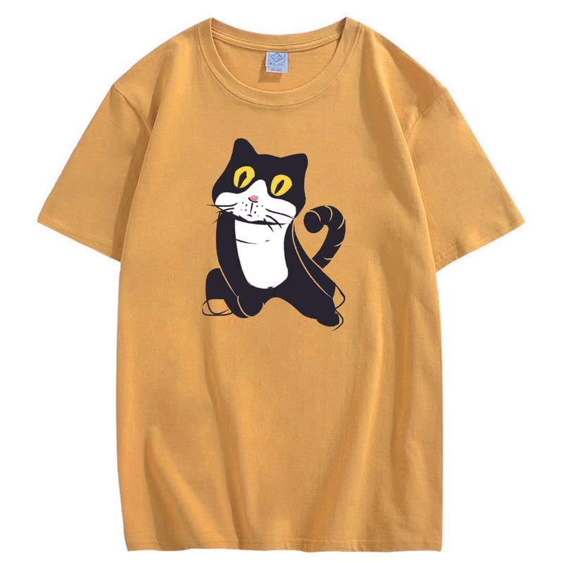 CORIRESHA Camiseta de gato lindo casual cuello redondo manga corta verano básico algodón tops