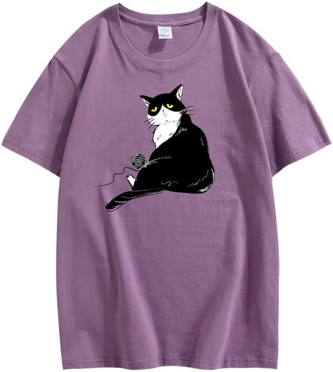 CORIRESHA Camiseta holgada de algodón con cuello redondo y manga corta para adolescente