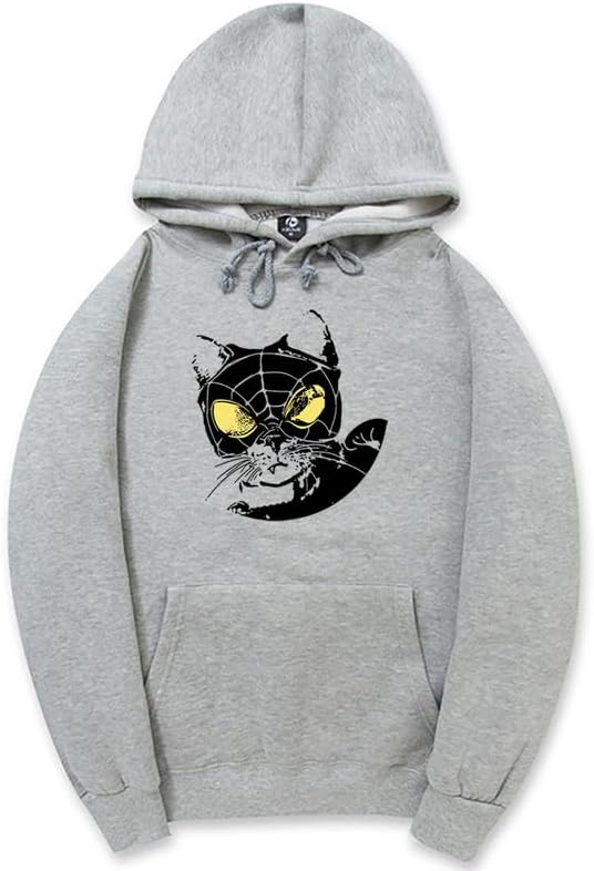 CORIRESHA Sudadera con capucha para amantes de los gatos adolescentes, manga larga, con cordón, informal, Y2K, telaraña