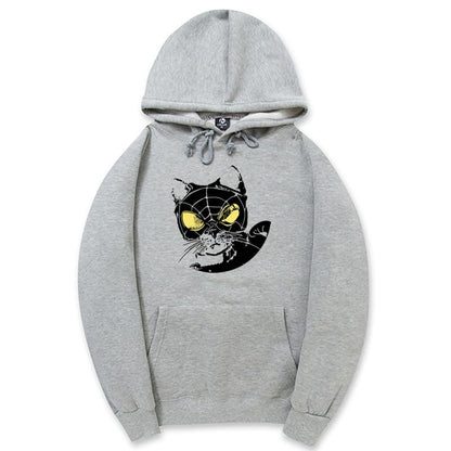 CORIRESHA Sudadera con capucha para amantes de los gatos adolescentes, manga larga, con cordón, informal, Y2K, telaraña